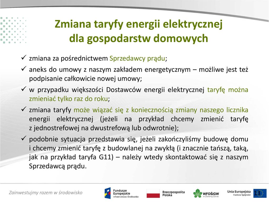 Dane na fakturach za energię elektryczną oraz zmiana operatora ppt